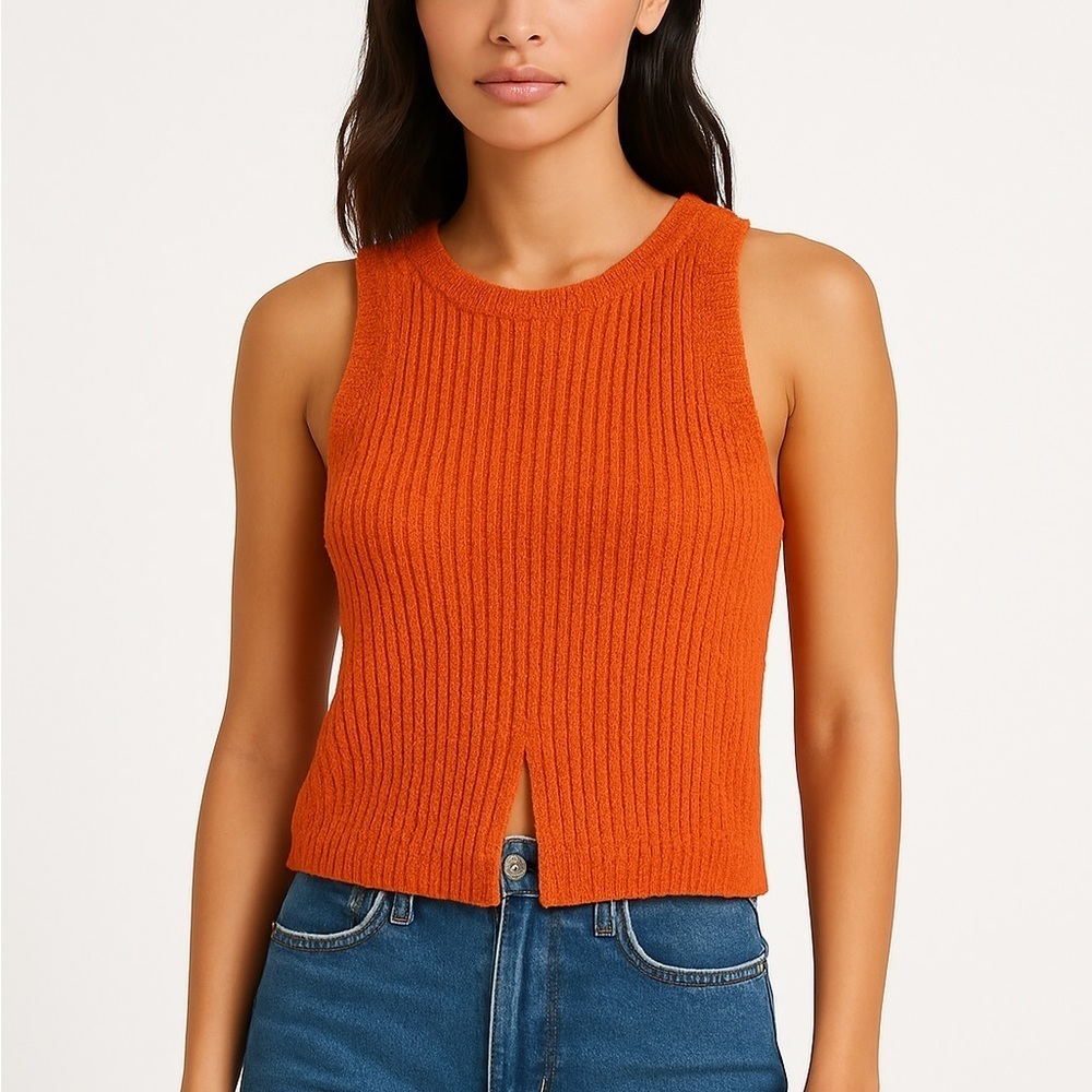 La Hearts Orange Ribbed knit sweater Tank Top size medium